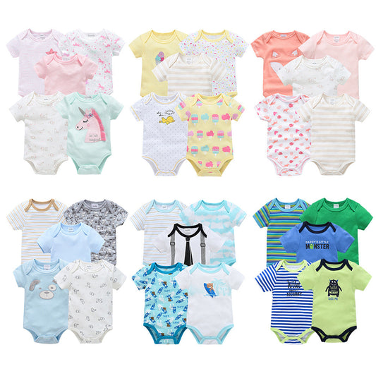 New cotton newborn clothes 5-piece set baby romper short-sleeved summer foreign trade children's clothing baby jumpsuit wholesale 